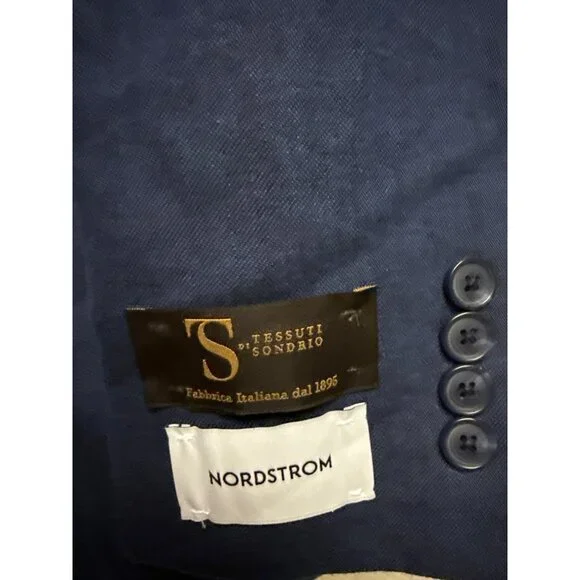 NEW Nordstrom Men's Tessuti Sondrio Blazer Suit 100% Linen Blue Lined 40R Jacket